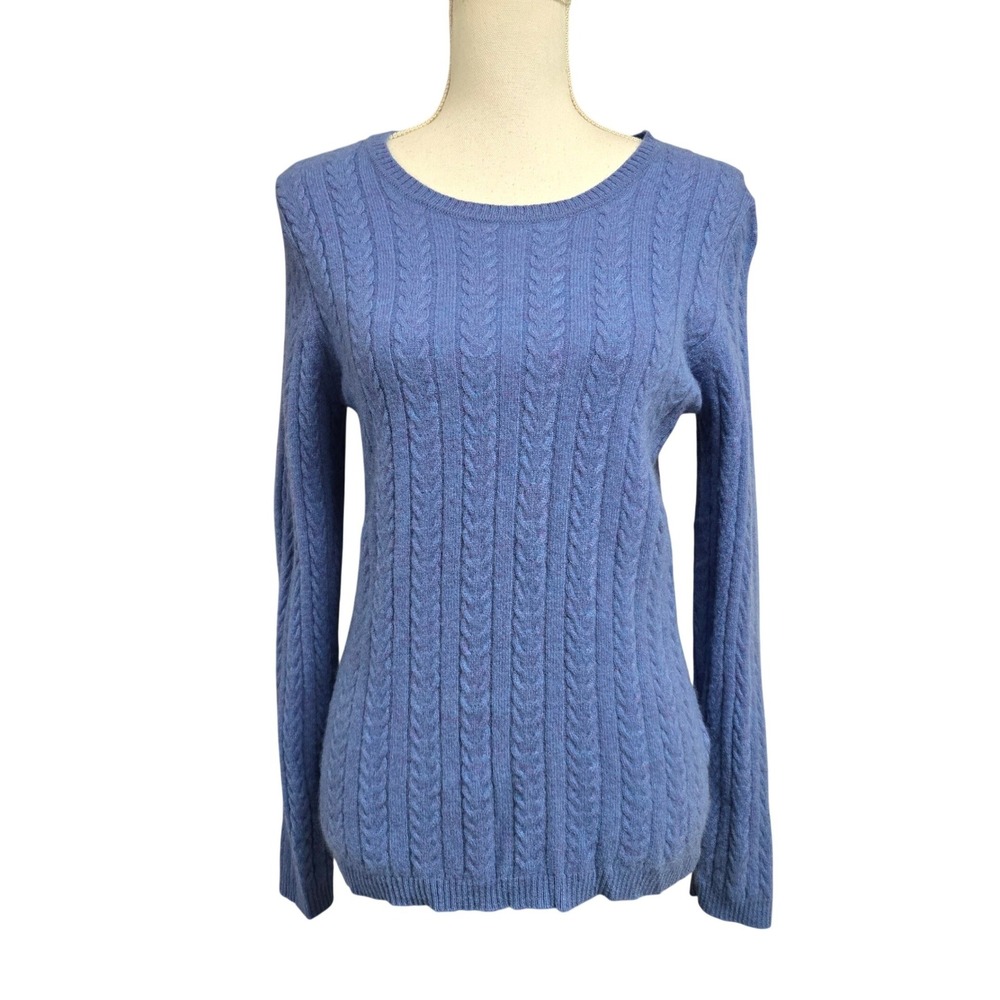 Telluride Clothing Co 100% 2-Ply Cashmere Cable Knit Sweater Blue Women's Size L